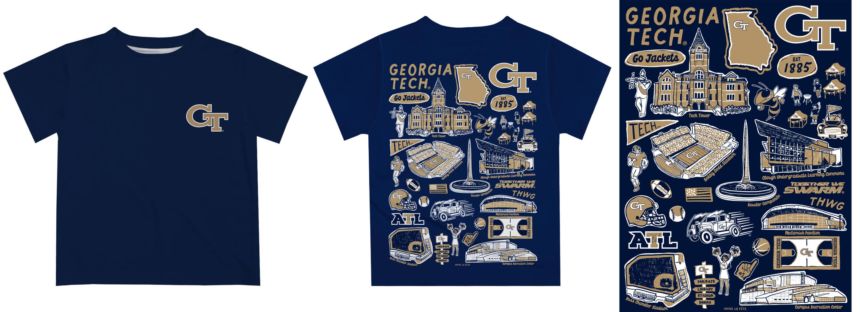 Vive La Fete - Wholesale Screen Printed T-Shirt - Kids - Georgia Tech Yellow Hand Sketched Impressions Boys T-Shirt4