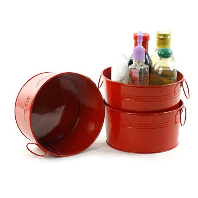 Buhi Imports - Wholesale Gift Box - 8 inch Round Tin Tub in multiple finishes0