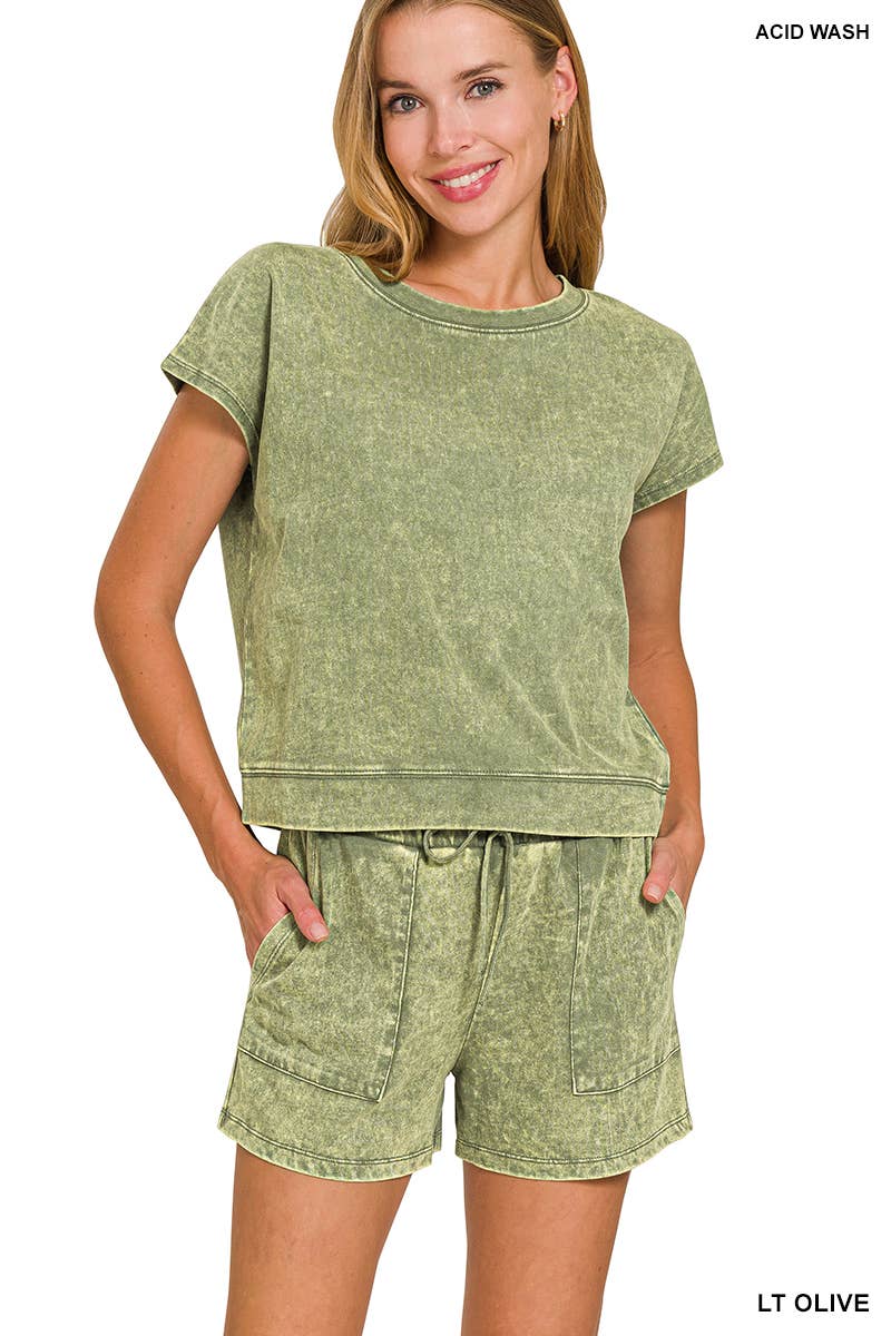 42POPS - Wholesale Lounge Set - Women's - '.._ Premium Cotton Washed Sleeveless Top & Shorts Set5