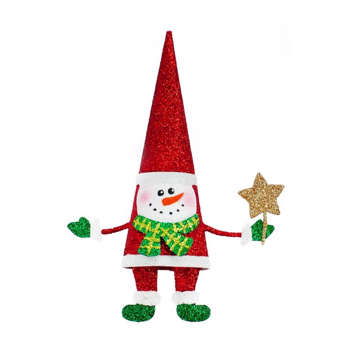 Dekorasyon Gifts Decor – wholesale Prydnad – 5,5-tums snögubbe Gnome Hat W/Stjärna Orn (röd)0