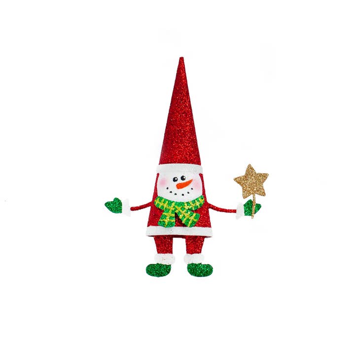 Dekorasyon Gifts Decor - Wholesale Ornament - 5.5" Snowman Gnome Hat w/Star Orn (Red)