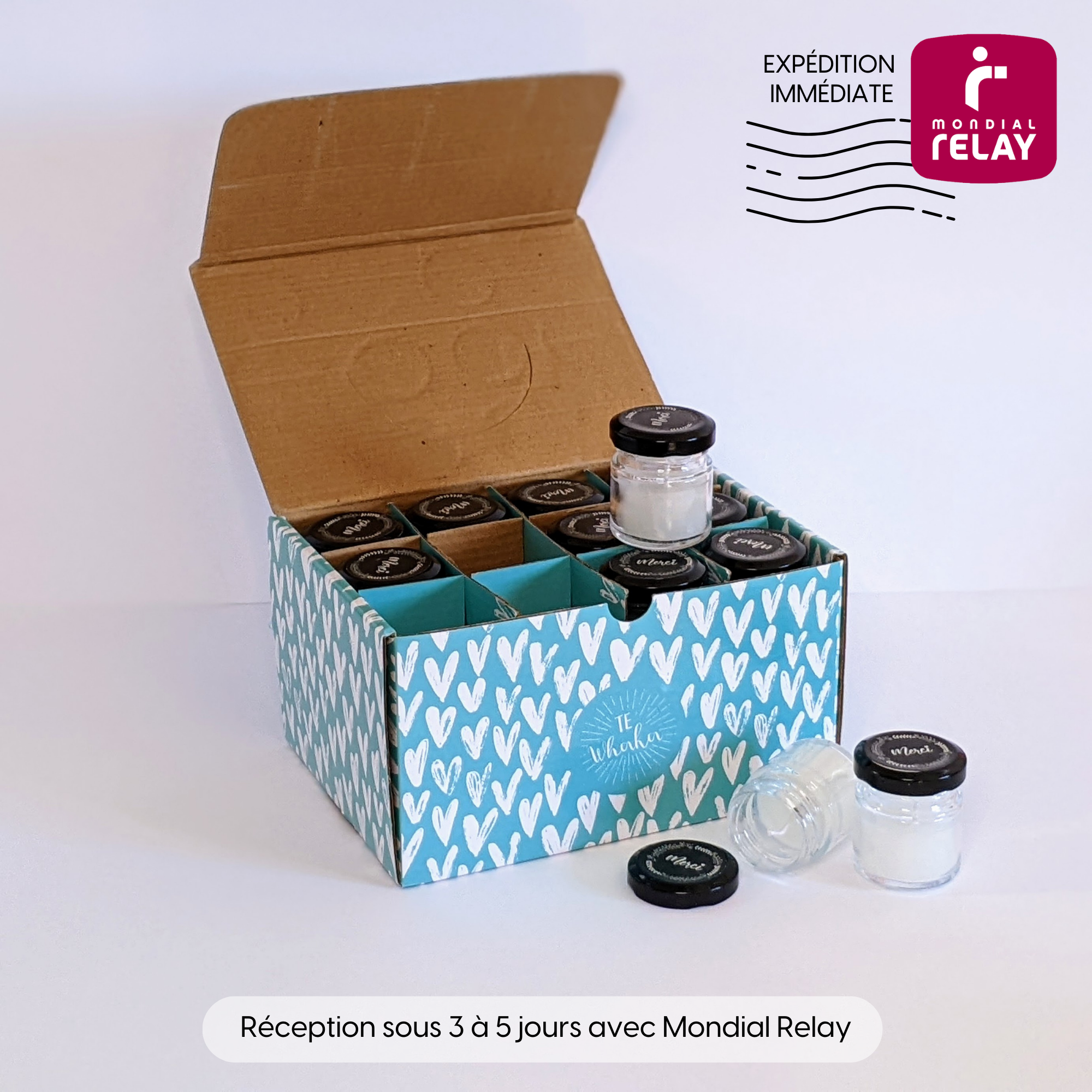 Te Whaka - Vente Cadeaux pour invités - Lot de 24 petites Bougies MERCI | Cadeaux invités mariage4