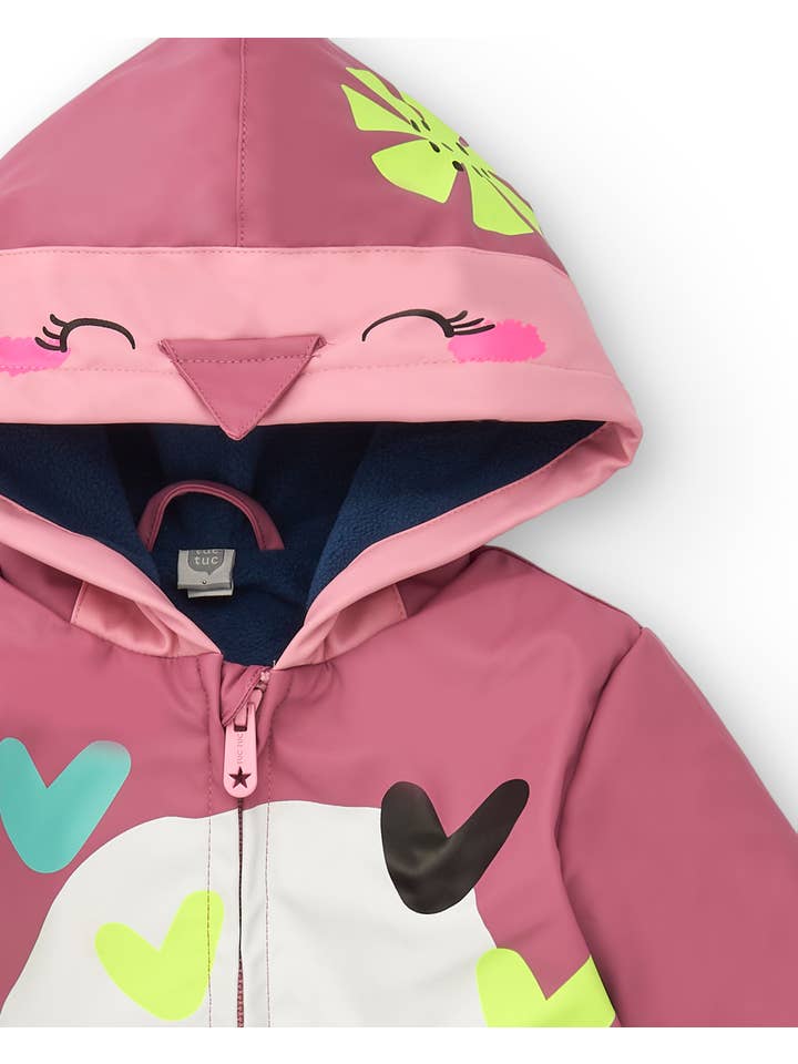 tuc tuc - Venta al por mayor Gabardina - Niños - Abrigo rosa con capucha y diseño de pajarito niña