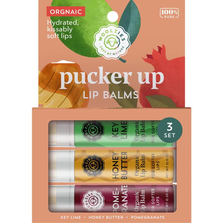 Woolzies - Wholesale Lip Balm Set - Pucker Up Lip Balms Set Of 3