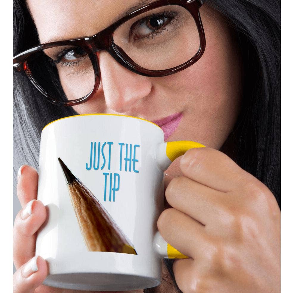 3dRose - Wholesale Coffee Mug - 3dRose, Image of Words Just The Tip with Pencil, Mug1