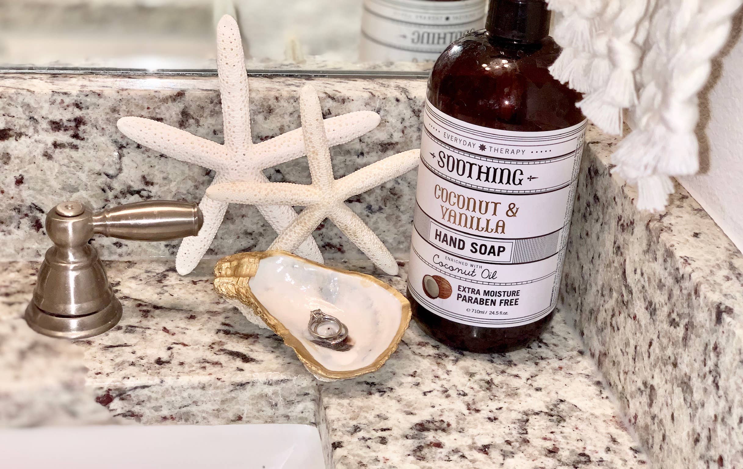  k gold leafing around the edge Oyster Shell Trinket Dish for wholesale on Faire3