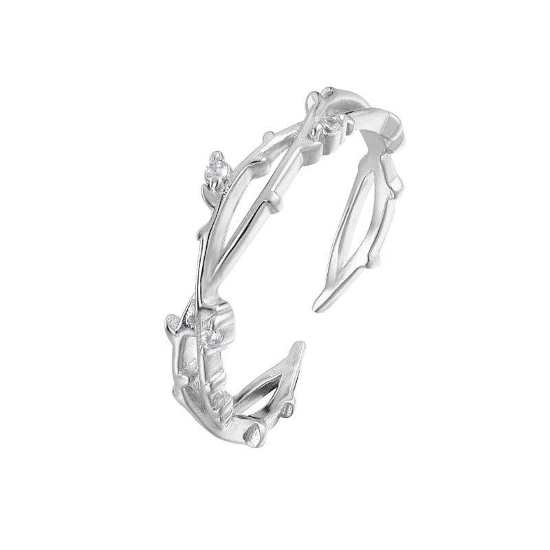 Perimade & Co. LLC – wholesale Band/stacked ring – Dainty Tree Leaf Branch Stacking Ring in 925 Sterling Silver2
