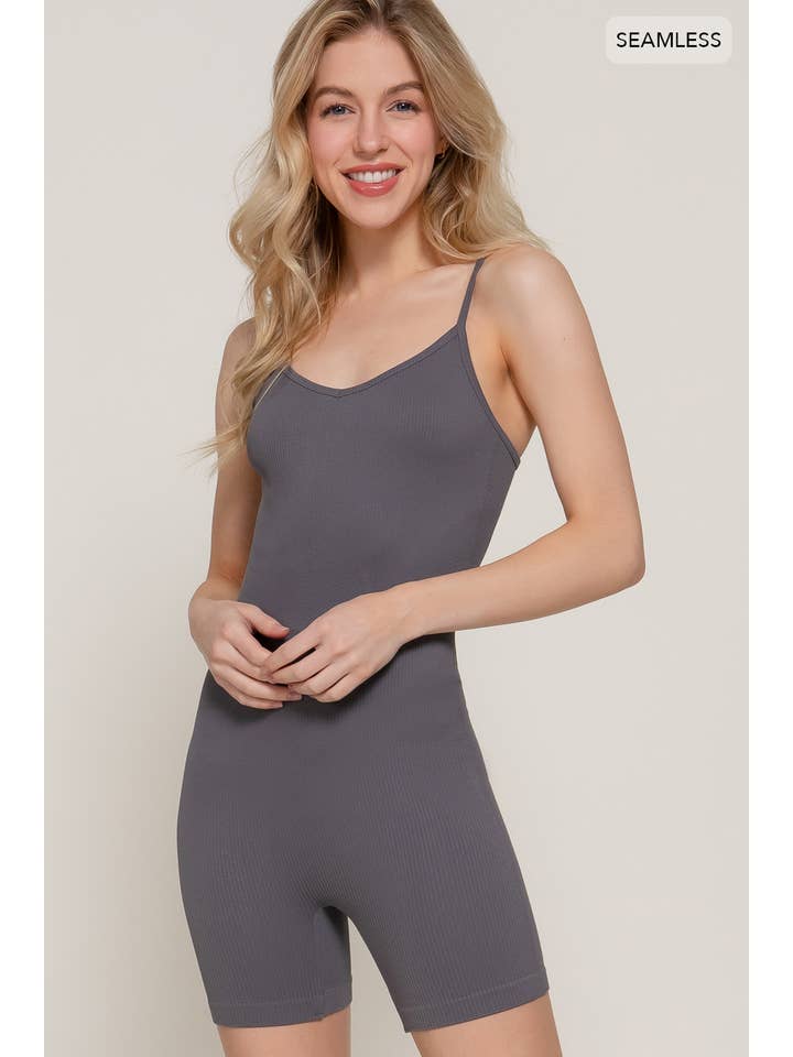 Active Basic | Active USA - Wholesale Romper - Women's - V Neck Fitted Seamless Cami Romper19