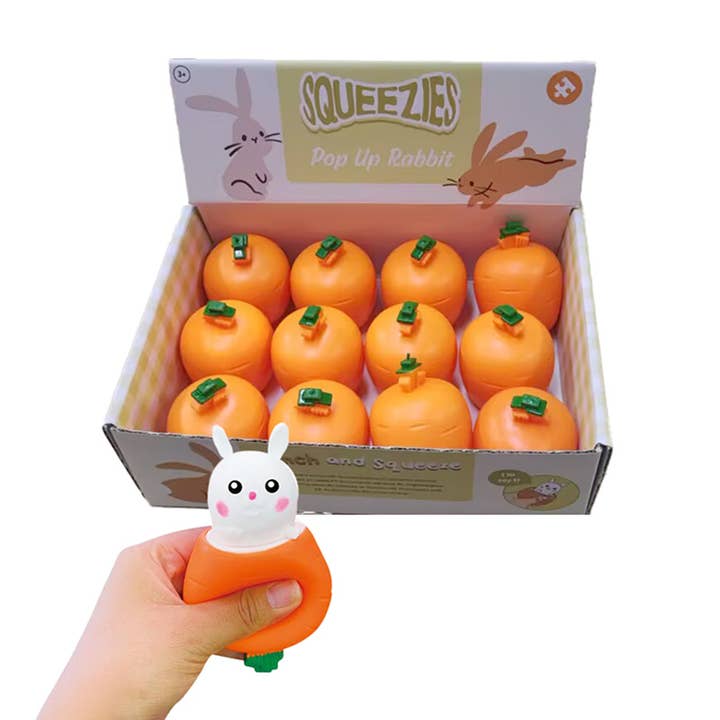 Springtime Rabbit & Carrot Pop Out Toy for wholesale by Puckator Ltd