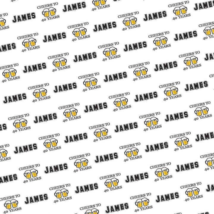 Gepersonaliseerd vloeipapier voor 40e verjaardag voor wholesale door Potter's Printing