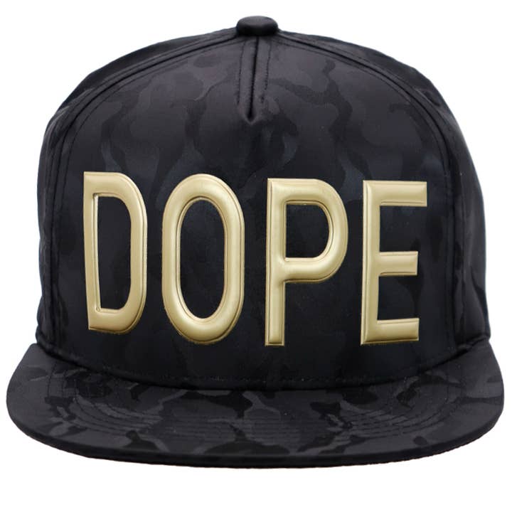 Cap Zone – wholesale Keps med platt skärm – Herr – Dope Gold Logo Präglad Camo Flat Bill Snapback