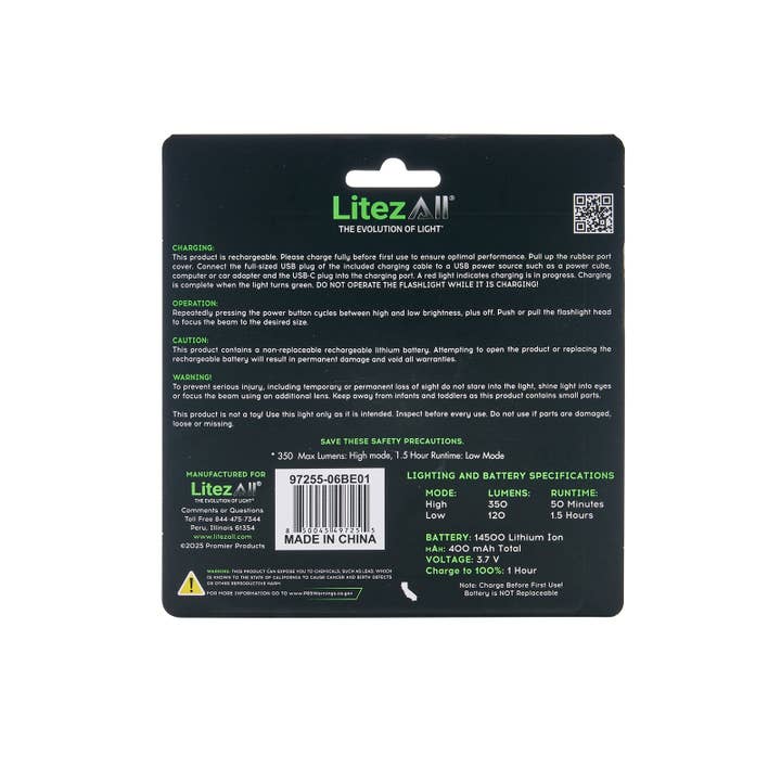 LitezAll - Wholesale Flashlight - LitezAll® Rechargeable EDC Tactical Grade Flashlight 3 Pack24