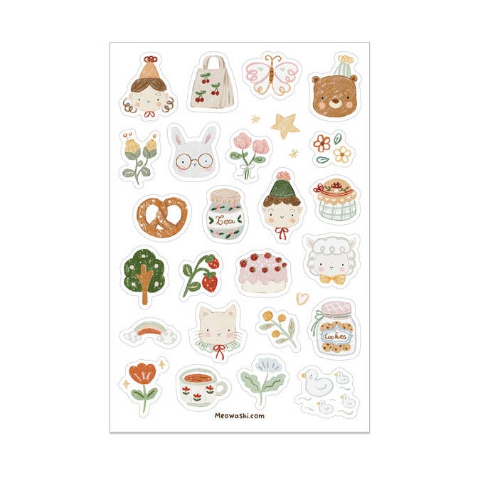 Cute Doodles Washi Sticker Sheet for wholesale by Meowashi Studio