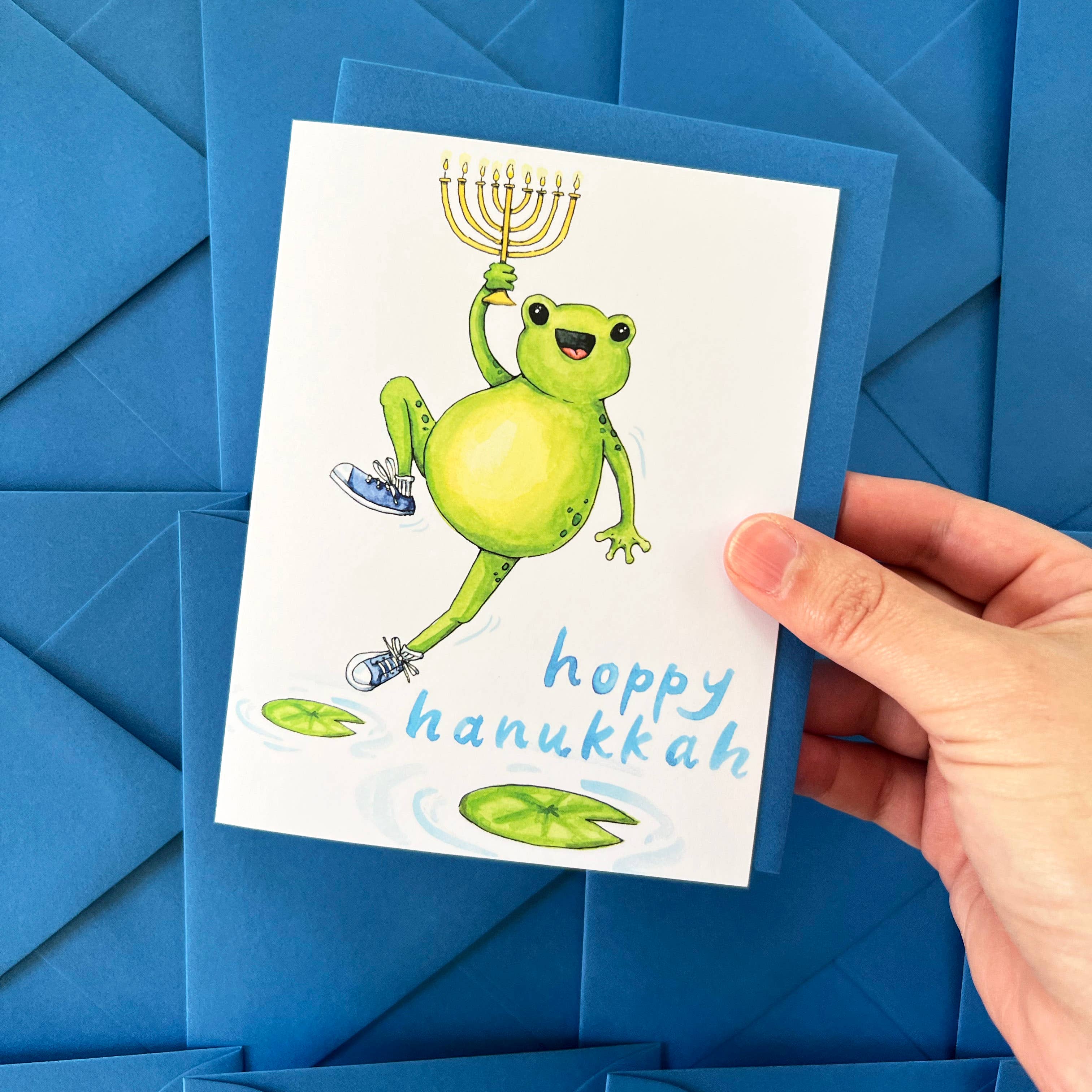 Paper Wilderness - Wholesale Hanukkah Card - Hoppy Hanukkah Frog Card1
