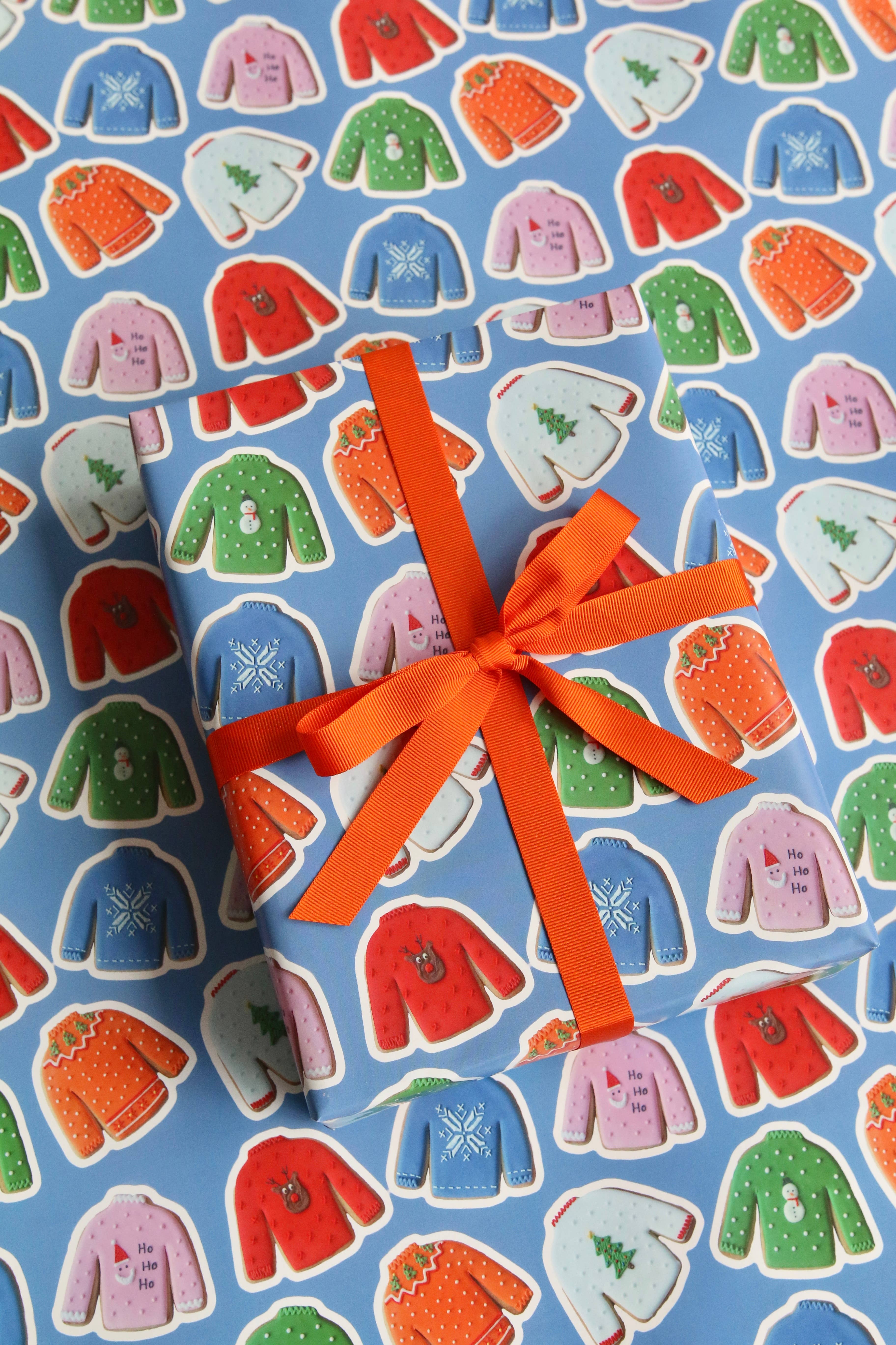 Afternoon Crumbs – wholesale Flat wrap – Christmas Jumper Biscuit Wrapping Paper3
