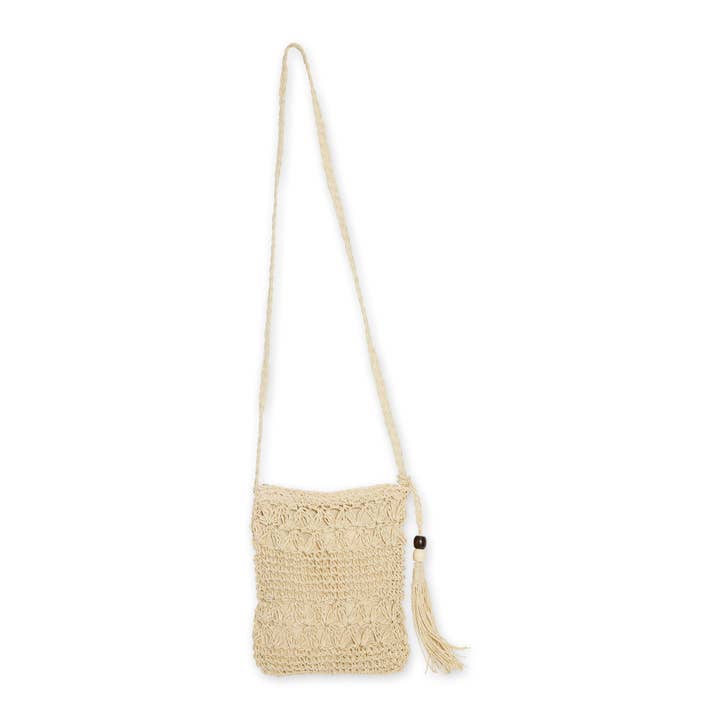 Straw Crossbody Bag -Sand for wholesale by Hadley Wren