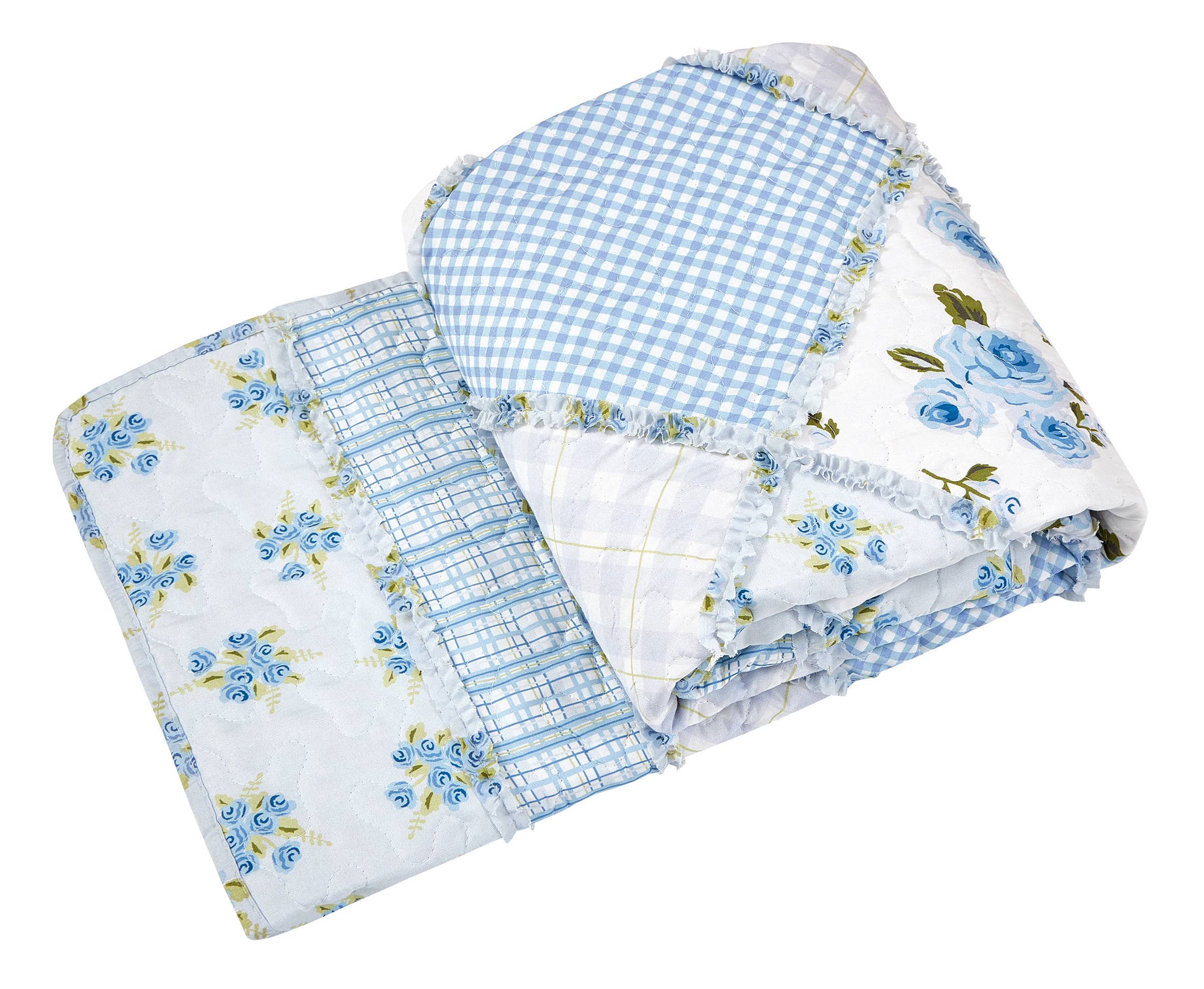 Duke Imports - Wholesale Throw Blanket - "Garden of Blues"  Quilted Throw Blanket 50"x60"5