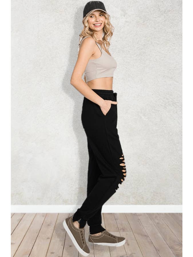 ELLEBORN - Wholesale Joggingbroeken - Dames - Joggingbroek met gescheurde mouwen - 3272P2