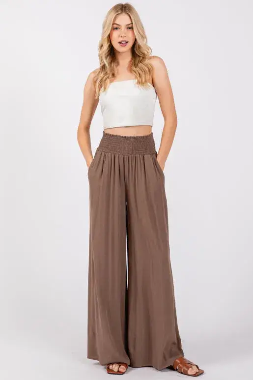 Final Touch – wholesale Pants – Women's – Heavy Gauze Wide Leg Pants - NP70263D-HV21