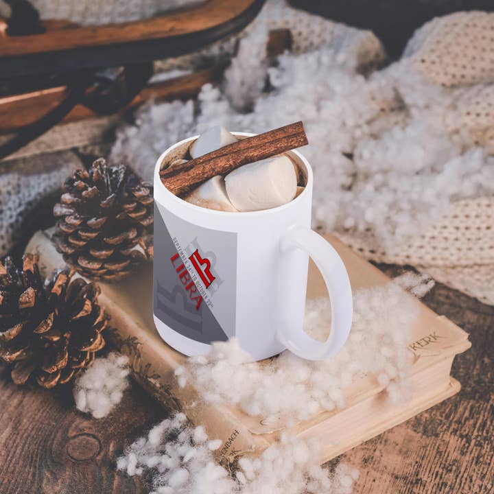 3dRose – wholesale Coffee mug – 3dRose, Libra Red and Gray Zodiac Star Sign for September and October, Mug11