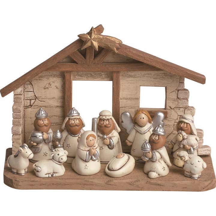 Transpac - Wholesale Nativity Scene Decor - Resin 6" Christmas Kids Nativity Creche Set of 12