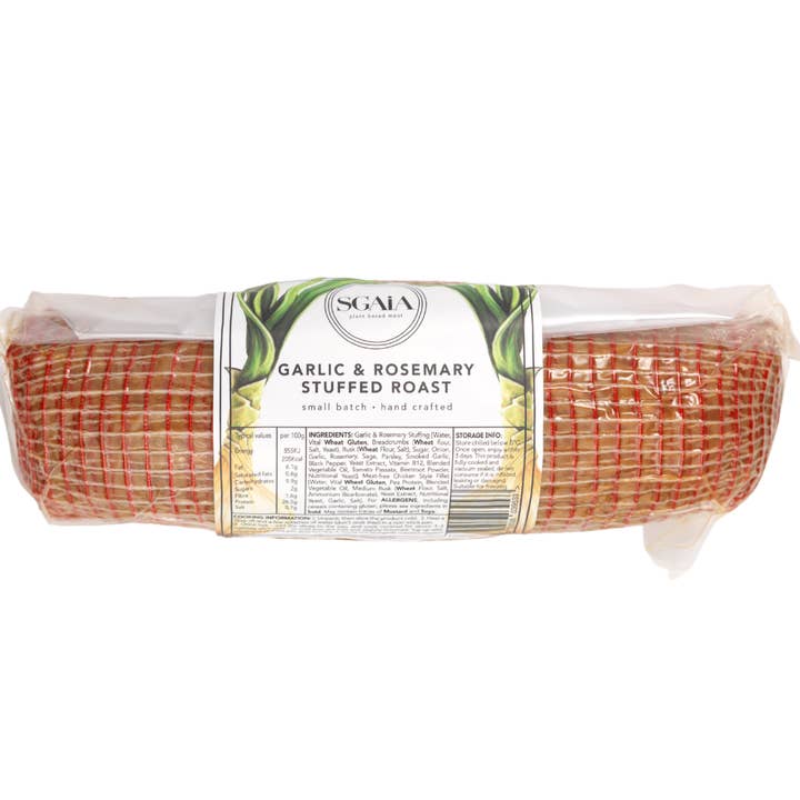 Vegan Garlic & Rosemary Stuffed Roast (two sizes) for wholesale by Sgaia Foods