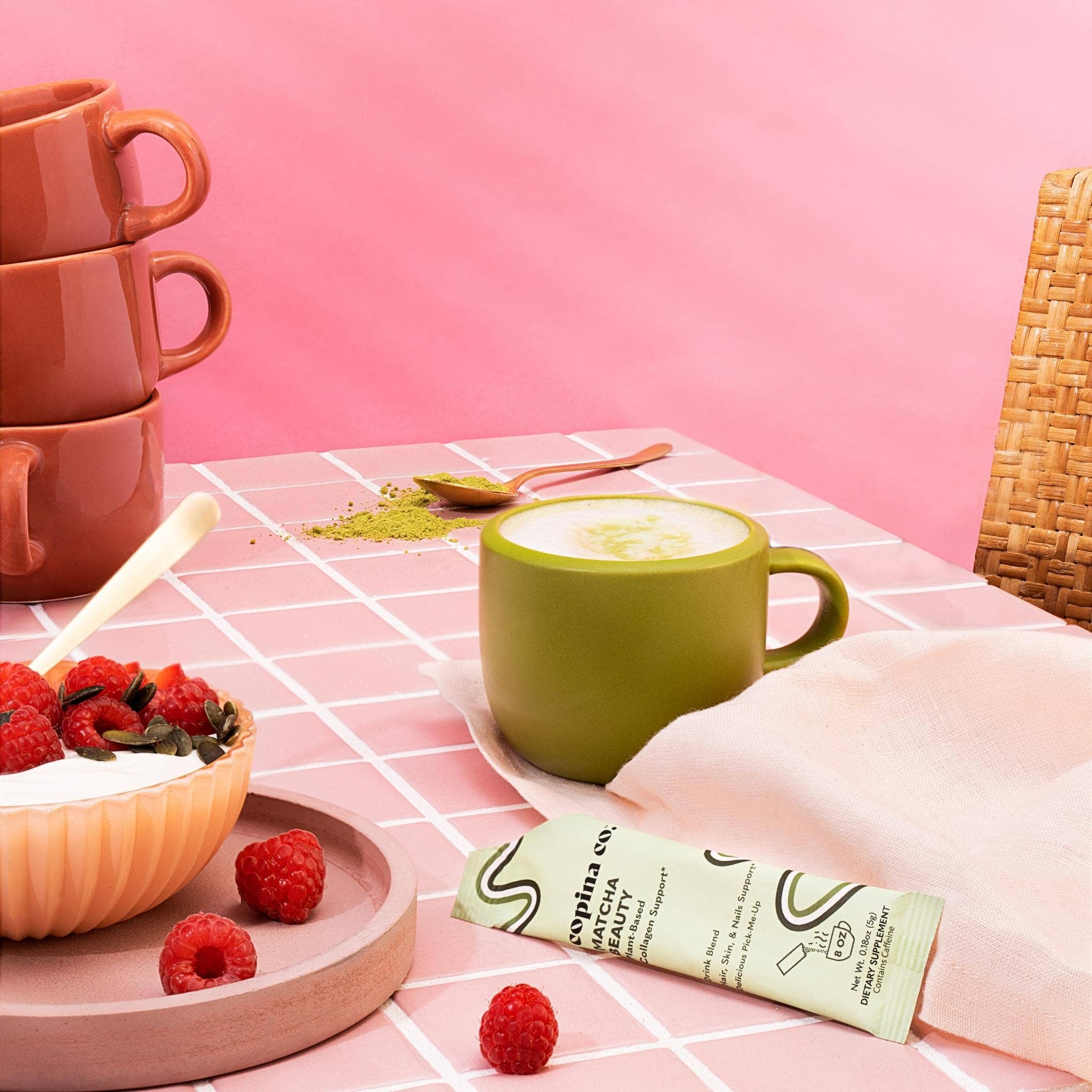 Copina Co. - Wholesale Powdered Health Drink - Matcha Plant-Based Collagen Boost Latte Stick Packs5