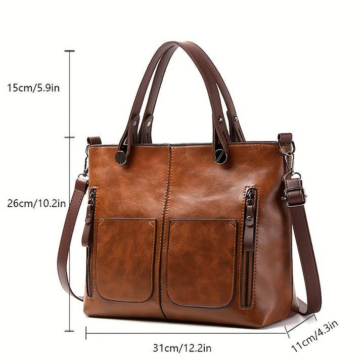 CandBBaby - Wholesale Tote Bag - Women's - Retro Brown Multiple Compartments Tote Bag for Women - Adjustable Strap, Zipper Closure, Small Crossbody & Shoulder Handbag, Vintage
