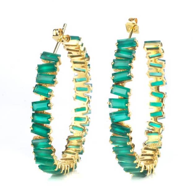 Thea Hoop Medium Earring - (12 Gemstone Options) for wholesale by Sissy Yates Designs
