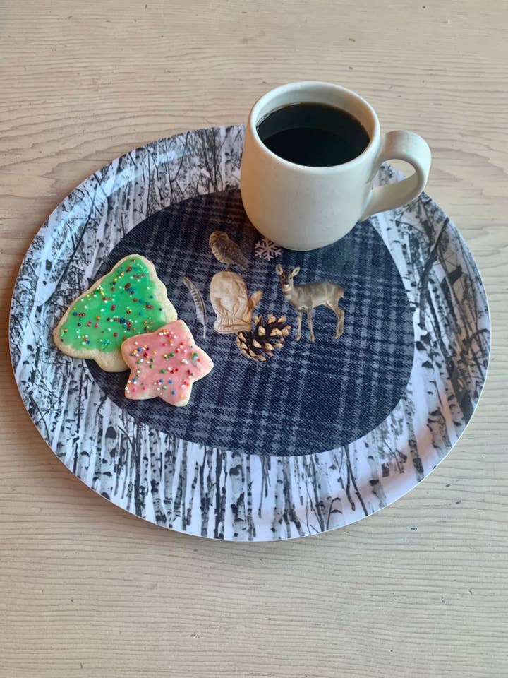 Plateau Wintery 1 en placage de bouleau 12" pour la vente par Cabin Love