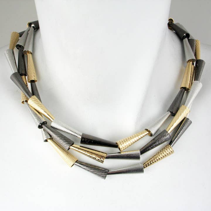 3-Strand Textured Cone Necklace for wholesale by Erica Zap Designs