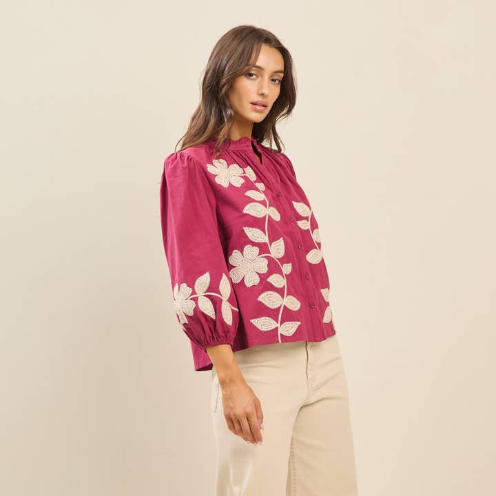 Able – Großhandel Hemd mit Button-down-Kragen – Damen – Bestickte Baumwollbluse9