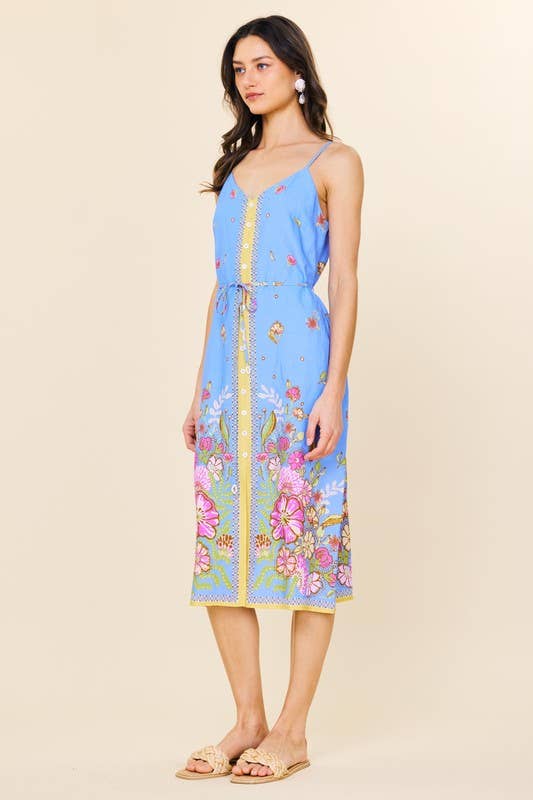 SKIES ARE BLUE - Wholesale Dress - Women's - Sleeveless Border Print Maxi Dress12