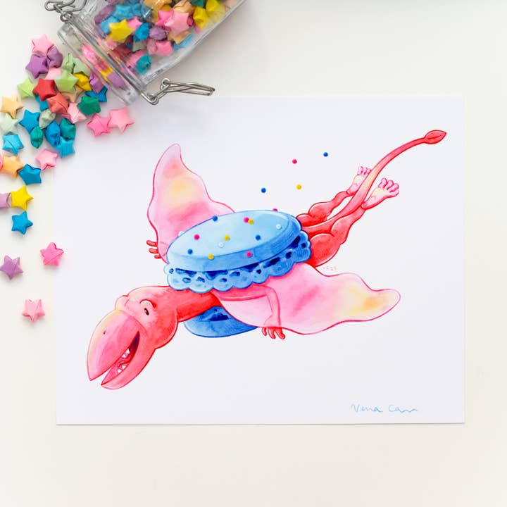 Macaron Dimorphodon Art Print for wholesale by Vena Carr Illustration