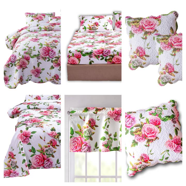 DaDa Bedding Bed in a Bag Bundle Set - Romantic Roses Lovely Blooming Floral Bedding Set (JHW-879) for wholesale by DaDalogy Bedding