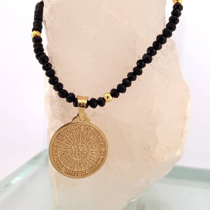 Guadalupe Gifts - Wholesale Pendant/Charm Necklace - Gold-Plated Carlo Acutis Medal Back Choker Necklace 18-inch