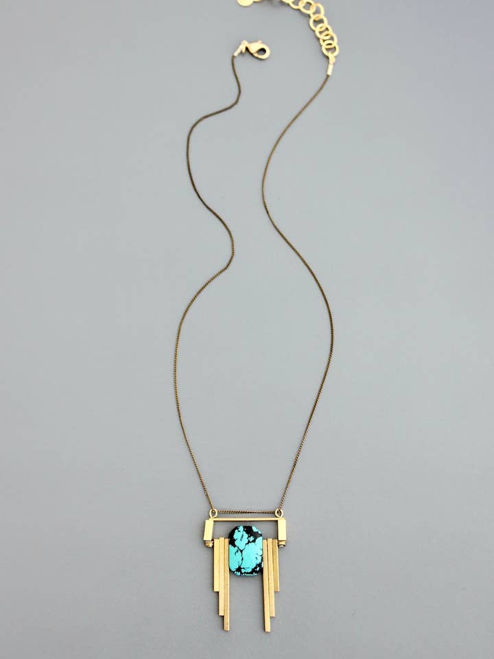 Collar de cadena con colgante de turquesa FER118 para venta al por mayor de David Aubrey Jewelry