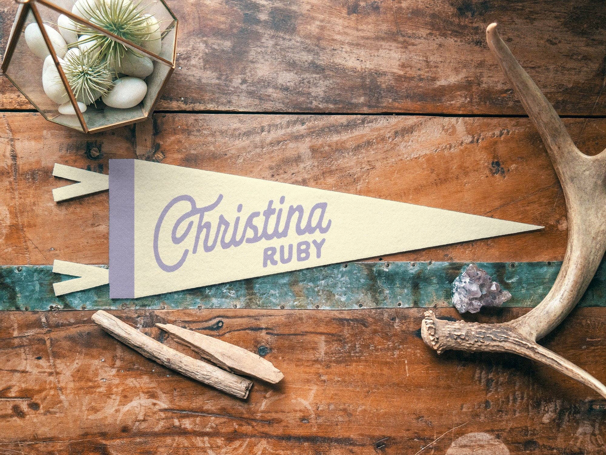 Benoit's Design Co. - Wholesale Sign - Custom Heritage Name Felt Pennant - Neutral4