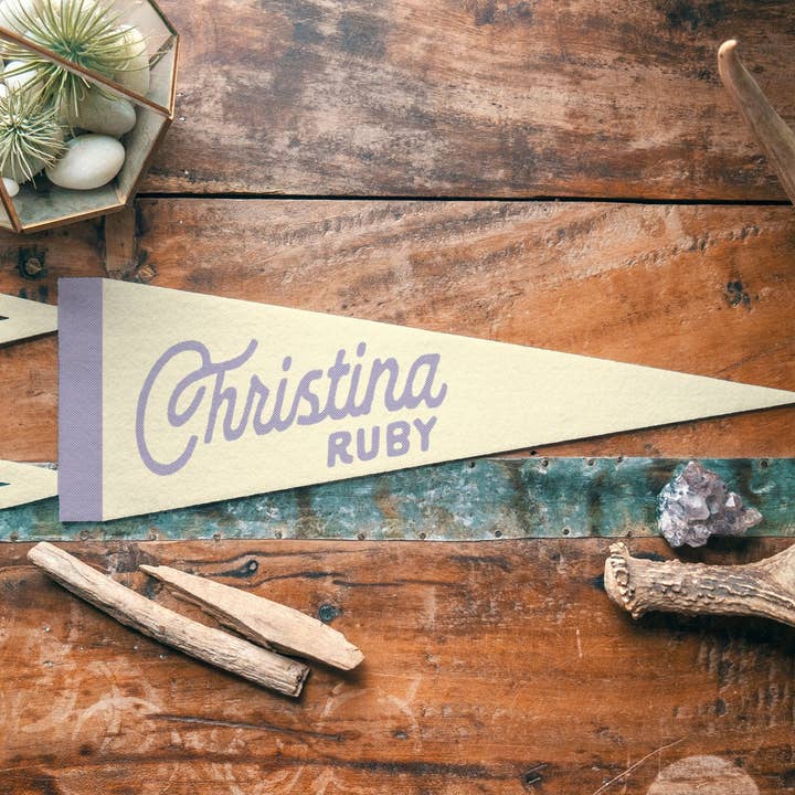 Benoit's Design Co. - Wholesale Sign - Custom Heritage Name Felt Pennant - Neutral4