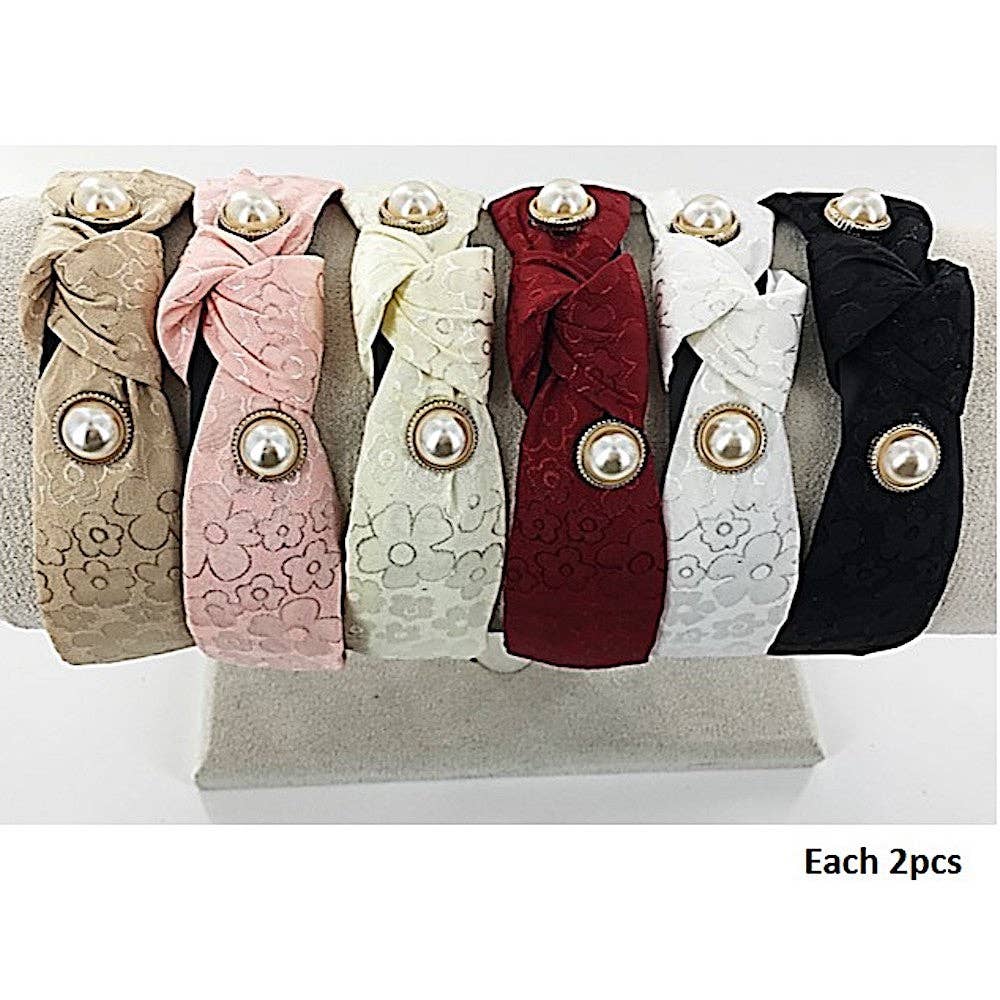 Atlas Fashion - Vendita all'ingrosso Fascia per capelli - Donna - Fascia per capelli con motivo floreale e ciondolo di perla1