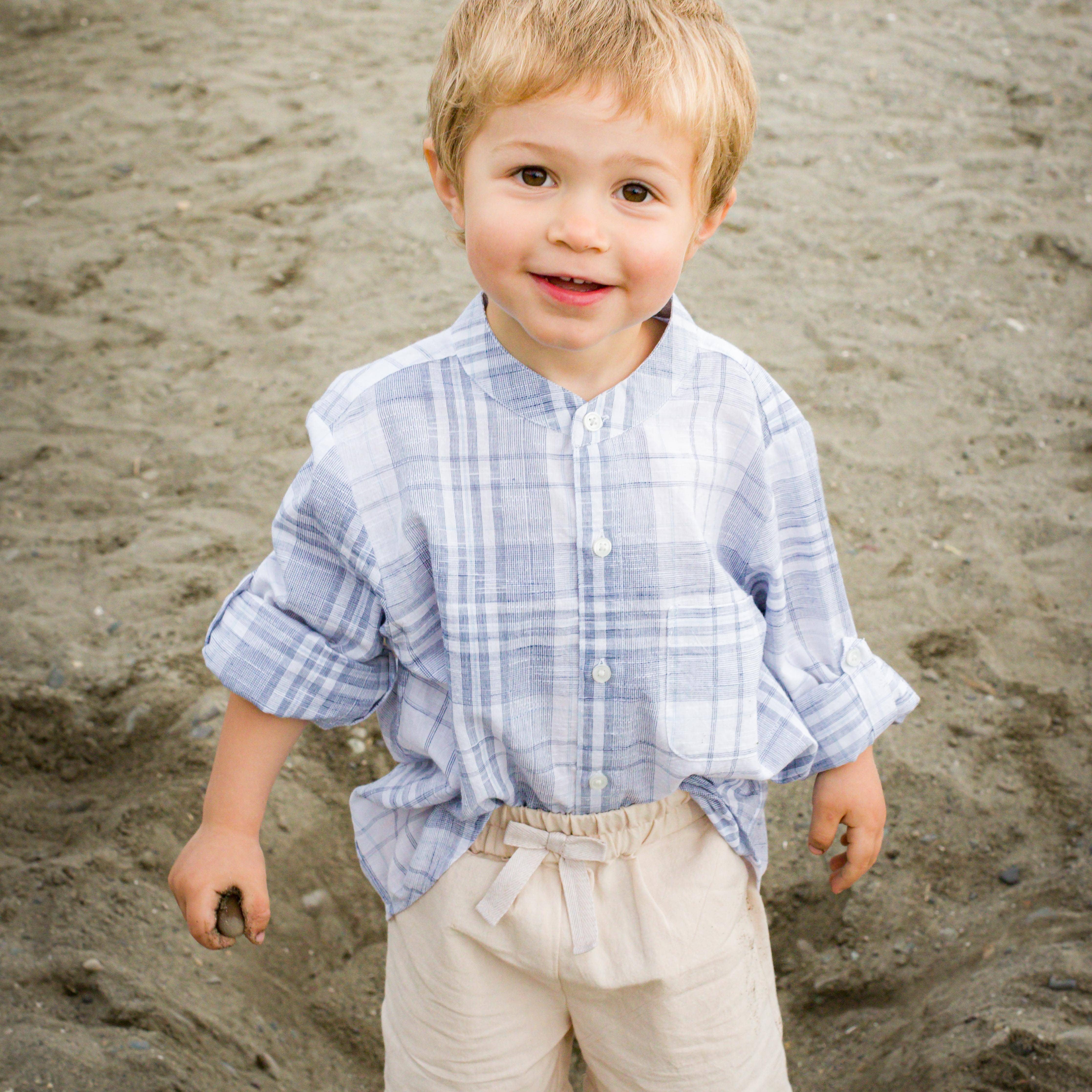 Beet World - Wholesale Button Down Shirt - Kids - James Shirt - Blue-slub Check3