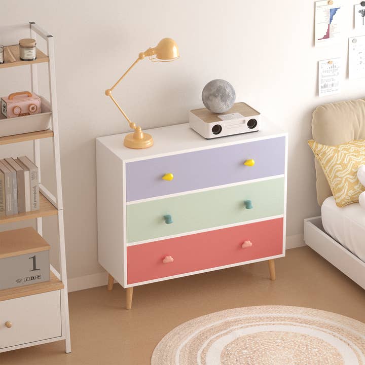 39F Inc. - Wholesale Bedroom Furniture - Colorful Kids 3-Drawer Dresser Storage Cabinet for Bedroom23