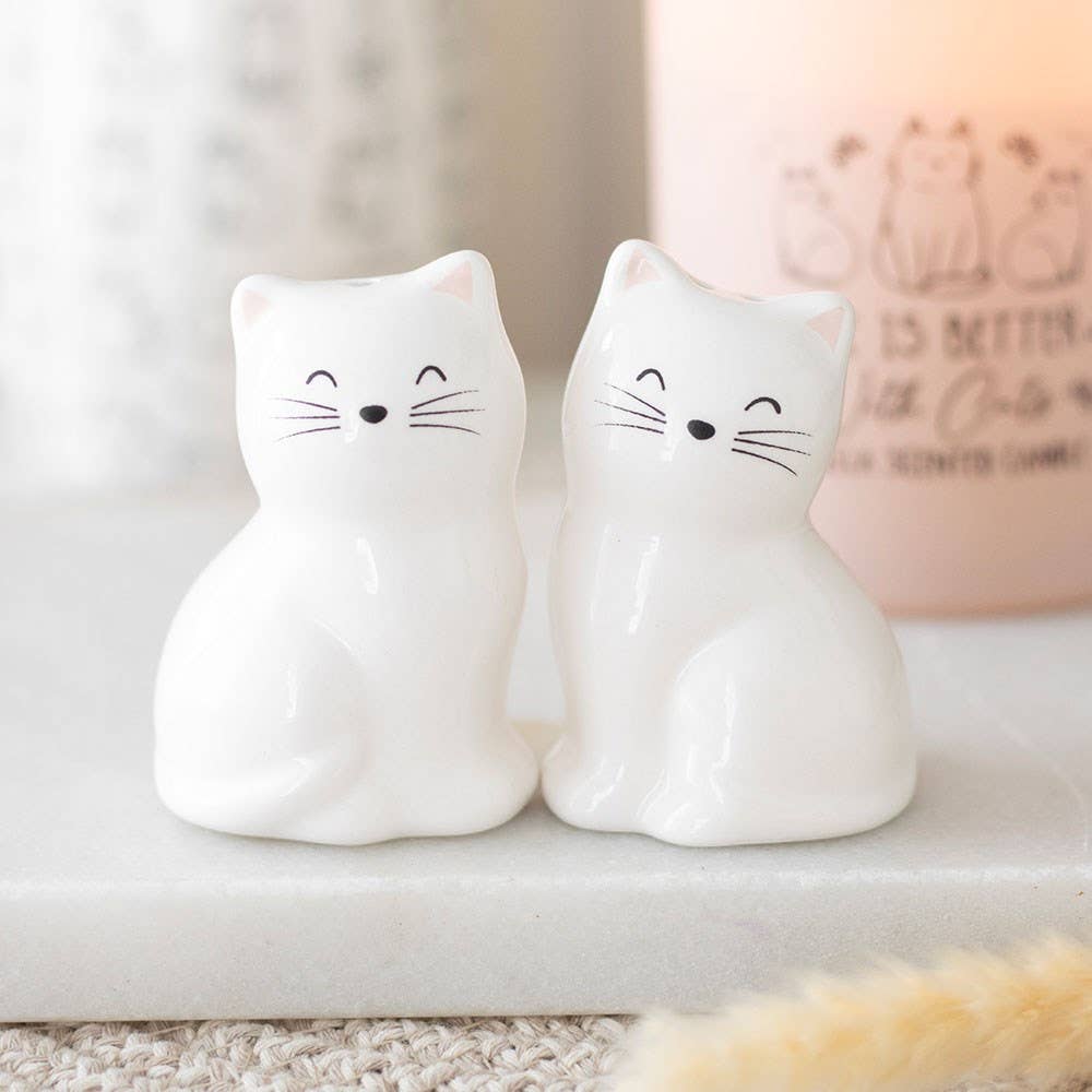 WONDER IMPORTS AUSTRALIA - Wholesale Salt & pepper shaker set - White Cat Shaped Salt and Pepper Shakers