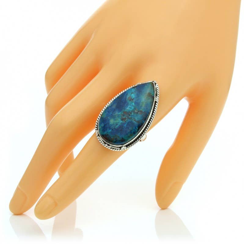 UniArt - Wholesale Cocktail/Statement Ring - Azurite drop ring and 925 silver18