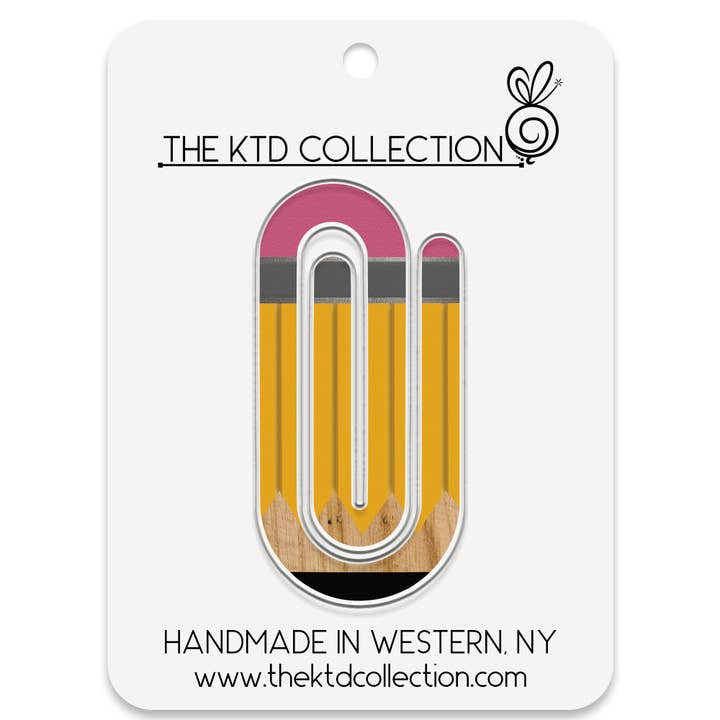 Pencil Themed Jumbo Acrylic Paper Clip for wholesale by The KTD Collection