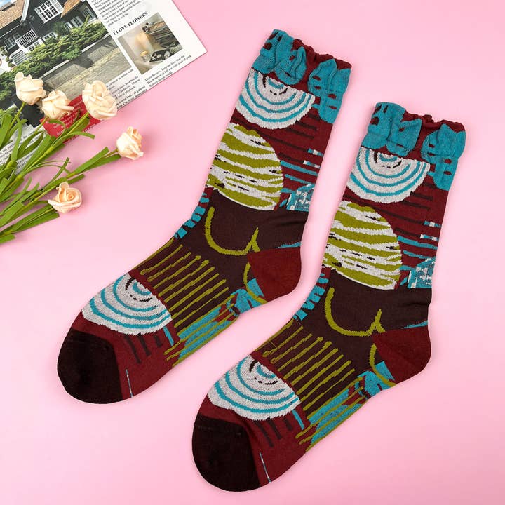 Casual Comfort Geometric Mid-Calf Socks for wholesale by mildstyles