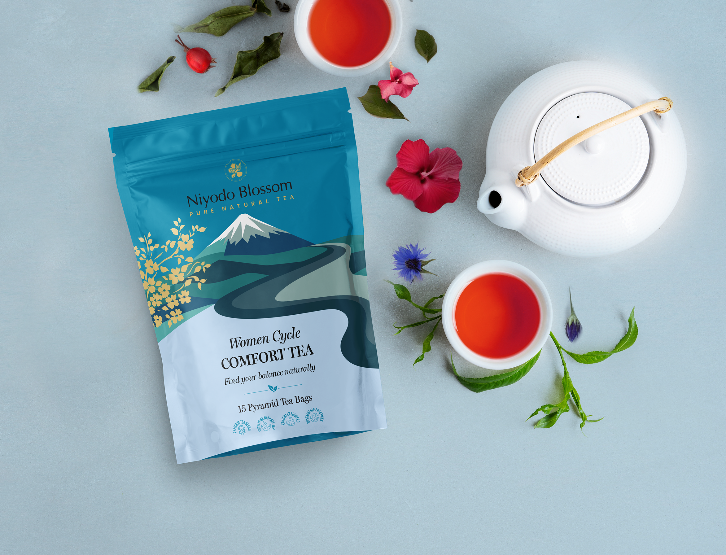 Niyodo Blossom – Sacos de chá por atacado – Chá de Conforto para o Ciclo Feminino6