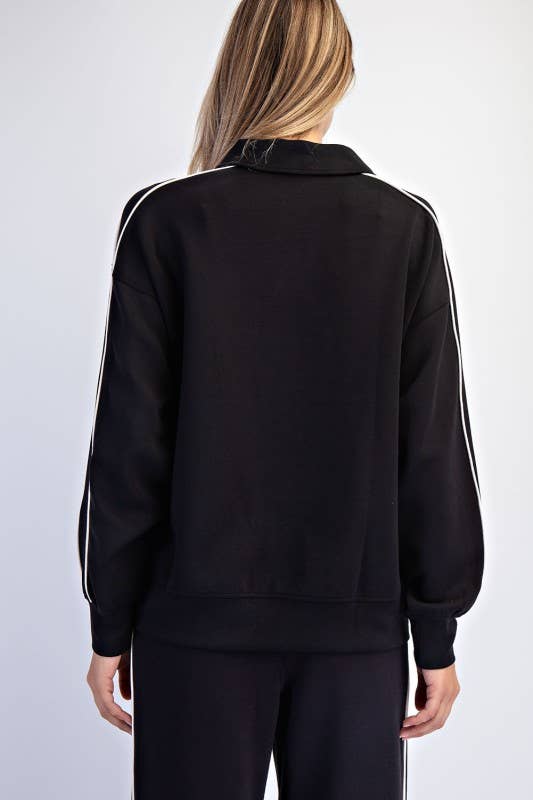 Sunday Morning - Vente Polo – femme - T580037-Polo à manches longues en modal scuba avec double passepoil2