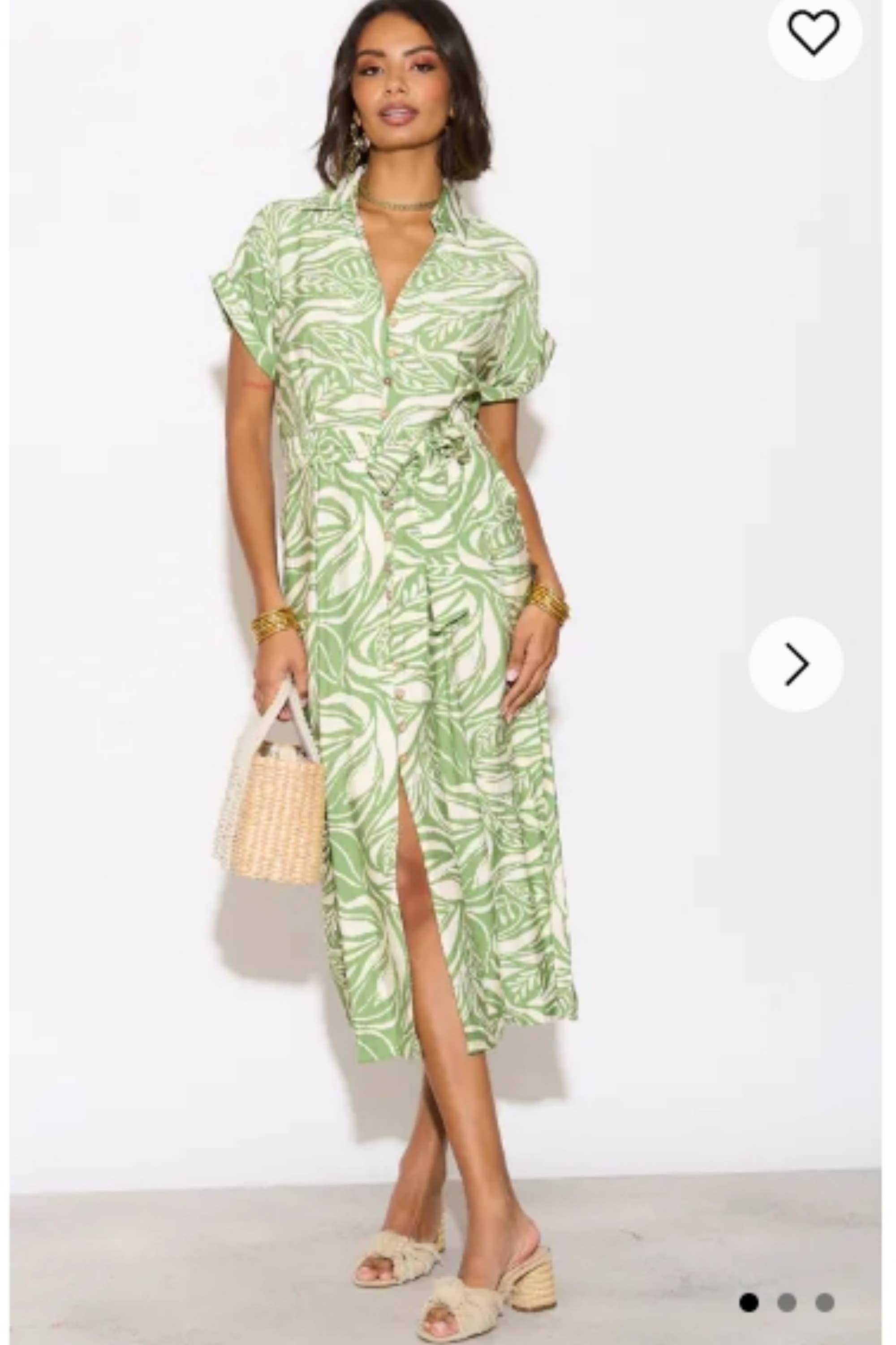 CY FASHION. LONDON - Wholesale Dress - Women's - Multi Leaves' print Cotton Linen shirt dress short sleeves  2