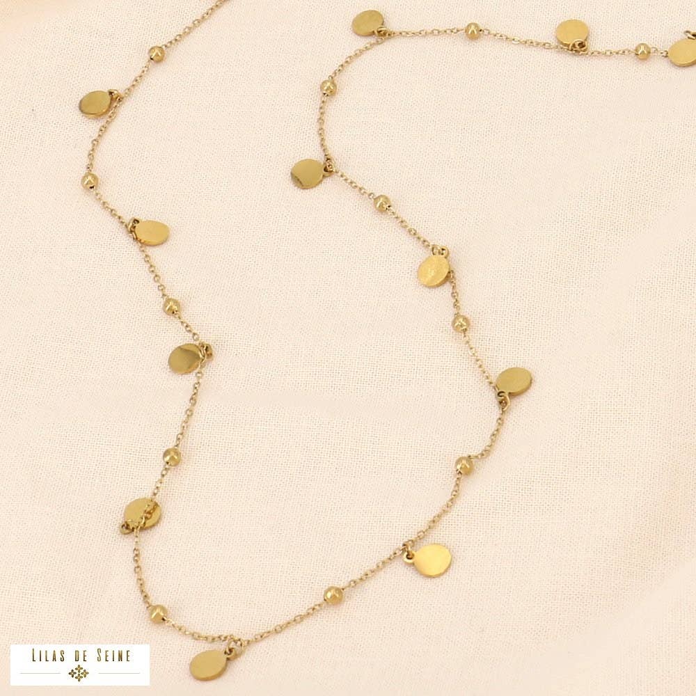 golden Stainless steel necklace or choker with pellets 0123623 for wholesale on Faire1